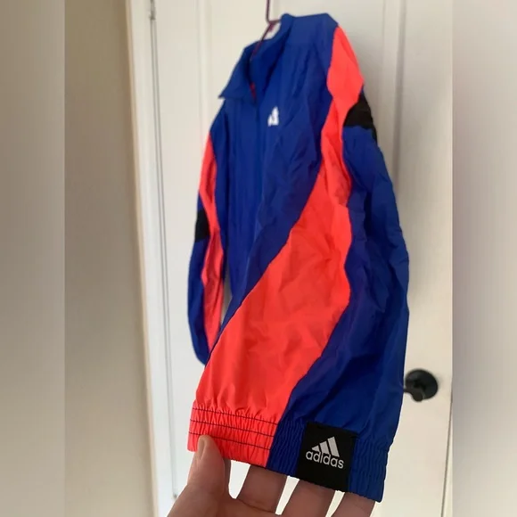 Adidas Woven Tape Jacket Water Resistant Wind Breaker - Men’s Small - Royal Blue - Picture 6 of 16